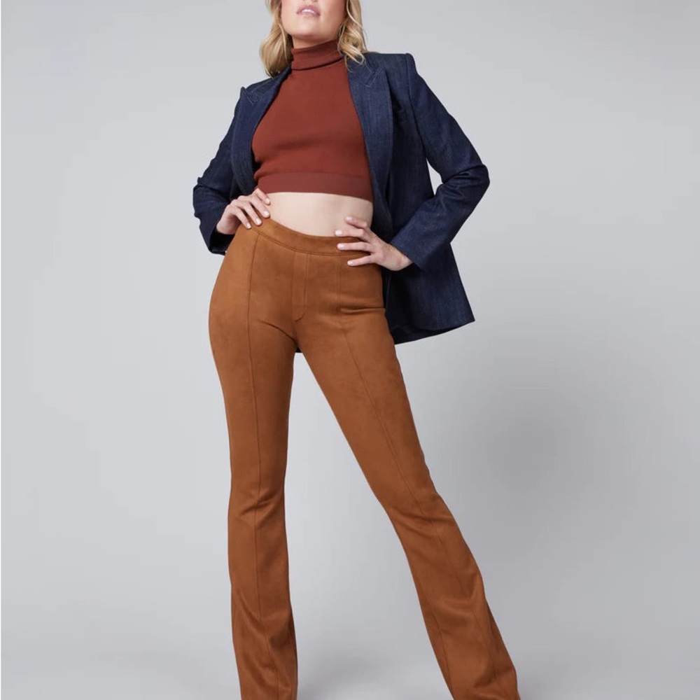 SPANX Faux Suede Flare Pants Size Large - Picture 3 of 6